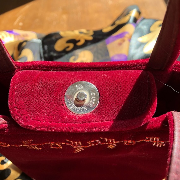 Prom/Bridesmade Burgundy Beaded Small Velvet Bag - Picture 3 of 4